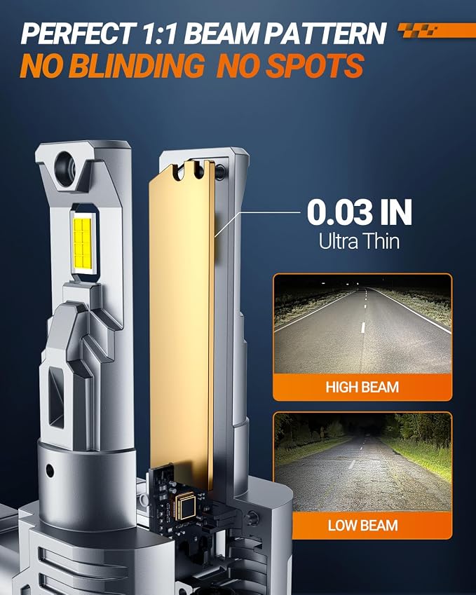 SEALIGHT 9006 LED Bulb for Fog Light and Powersports, 40000 Lumens 6500K White Light,1:1 Mini Size, with Cooling Fan, 3 Mins Plug-N-Play, 2 Pack