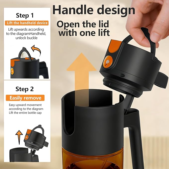 Olive Oil Spray Bottle Dispenser, 2-in-1 Glass Material Kitchen Cooking Oil