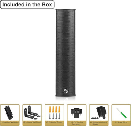 Sound Town Weatherproof Compact Aluminum Line Array Column Speaker
