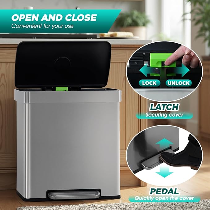 FDW 16 Gallon / 60 L Garbage Can Kitchen Trash Can