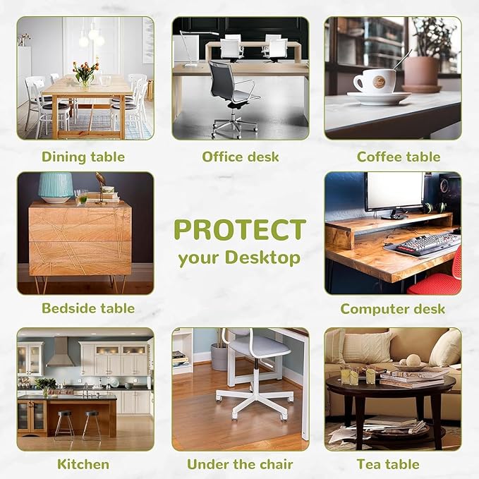 17 x 42 Inch Clear Table Cover Protector, Clear Desk Mat, Transparent Table Protector, 1.5mm Plastic Table Cover, Vinyl Table Protector, Desk Mats on Top of Desks
