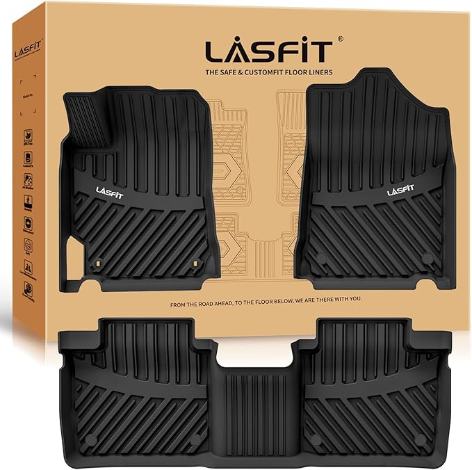 LASFIT Floor Mats for Toyota Camry 2017 2016 2015 LE/SE/XLE/XSE/Hybrid, Custom Fit TPE All Weather Floor Liners for Camry 2015-2017 1st & 2nd Row Car Mats, Black