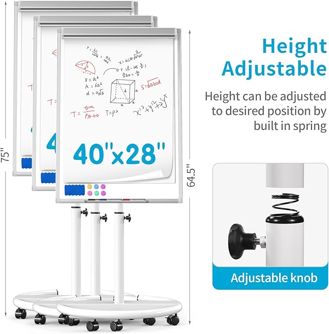 Mobile Dry Erase Board on Wheels 40 x 28 Inch-Magnetic Whiteboard Easel