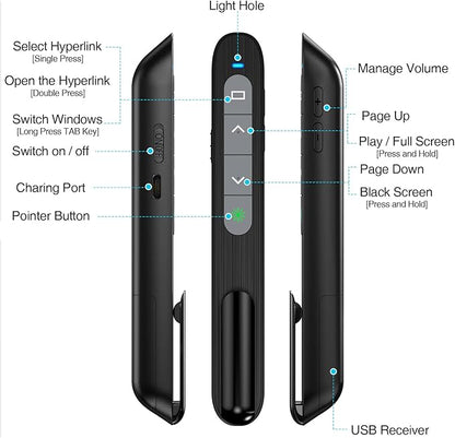 2 in 1 USB Type C Rechargeable Presentation Clicker