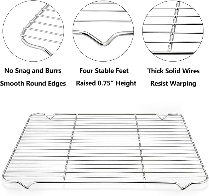 Baking Cooling Rack Set of 2, E-far 16.5"x11.5" Stainless Steel Metal Roasting