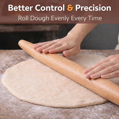17 Inch French Rolling Pin, Wooden Dough Roller