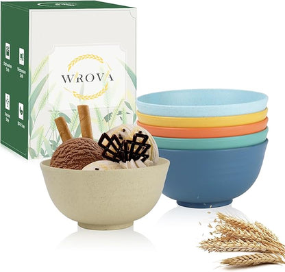 Unbreakable Wheat Straw Bowls for Kids, 10 oz Snack Bowls Set of 6, Small Handy Bowls Set for Snack, Dessert and Appetizer,Multi Color