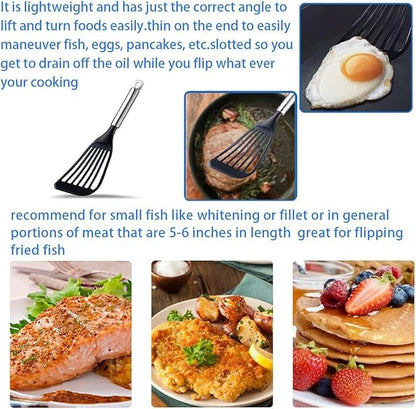 KSENDALO Thin Kitchen Spatula Turner for Egg,Fish, Slotted Flexible Plastic Spatula for Nonstick Cookware, Idea Kitchen Utensil for Egg, Bacon, Fish, Pancakes