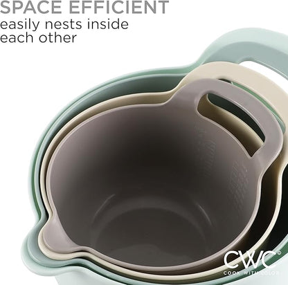 COOK WITH COLOR Nesting Plastic Mixing Bowl Set with Pour Spouts and Handles