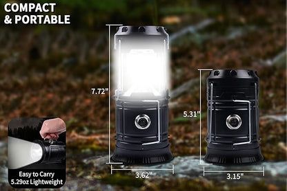 KunHe 12-Pack 1800mAh Collapsible Portable LED Camping Lantern Lightweight Waterproof USB Rechargeable LED Flashlight Kits for Indoor Outdoor Home Emergency Light Power Hiking