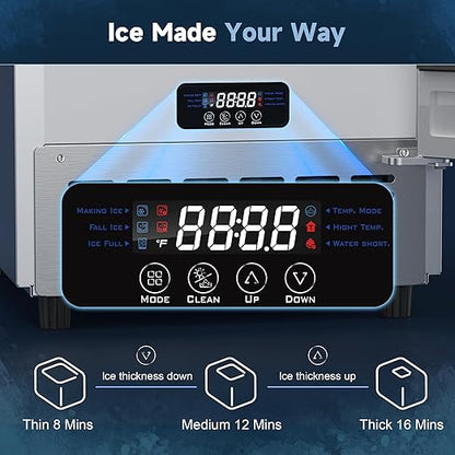 Coolski 15" W Commercial Under Counter Ice Maker Machine, Stainless Steel