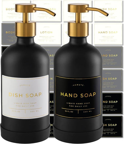 Hand and Dish Soap Dispenser for Kitchen and Bathroom, Stainless Steel Pumps