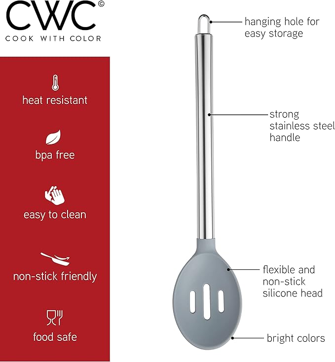 COOK WITH COLOR Silicone Cooking Utensils, Kitchen Utensil Set, Cooking Utensils