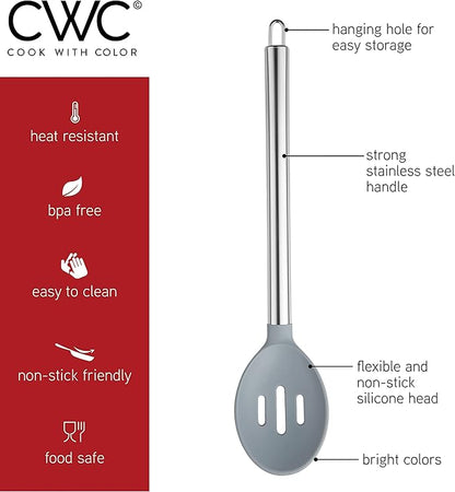 COOK WITH COLOR Silicone Cooking Utensils, Kitchen Utensil Set, Cooking Utensils