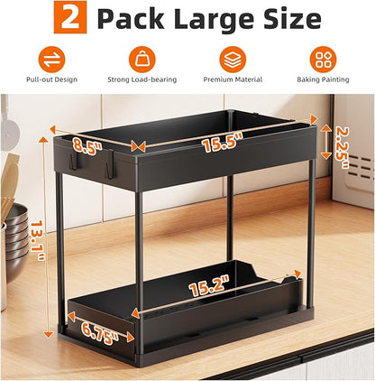 Simple Trending Under Sink Organizer 2 Pack, Sink Pull-Out Sliding Storage
