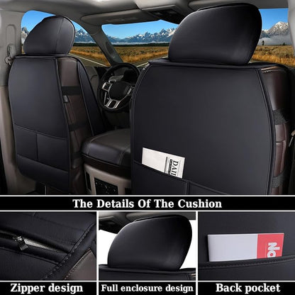 Coverado Ram Seat Covers Full Set, Waterproof Ram 1500 Seat Cover Compatible with 2002-2026 Dodge RAM 1500 2500 3500 Crew Quad Cab with Curved Bench, Black&Blue line