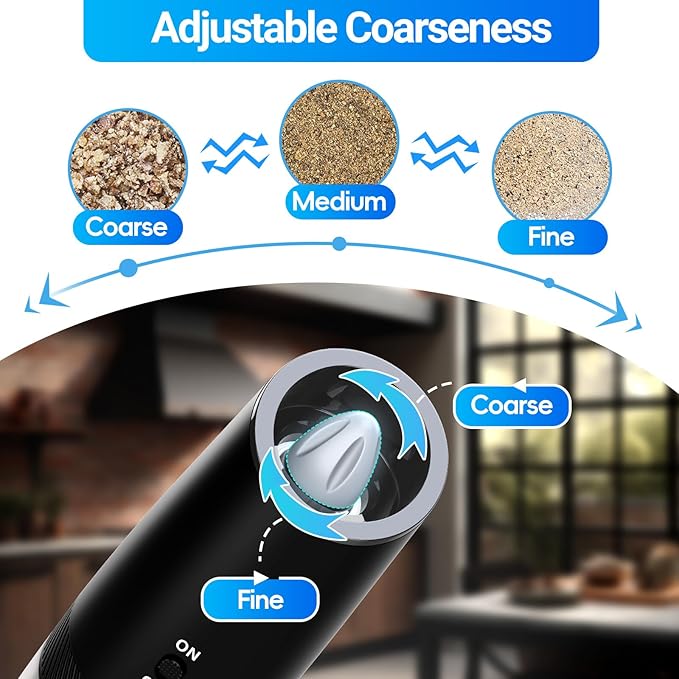 MealHelper Rechargeable Gravity Electric Salt and Pepper Grinder Set