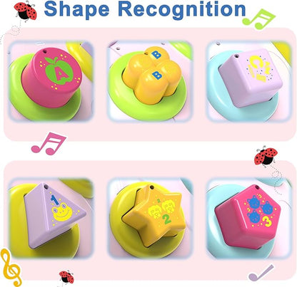 Baby Musical Ladybug Crawling Toys,Baby Toy 6-12 Months with Light-up Music, Early Educational Learning Montessori Toy, Infant Gift Toys for 7 8 9 10 11 Months 1-2 Years Old Newborn Girls (Pink)