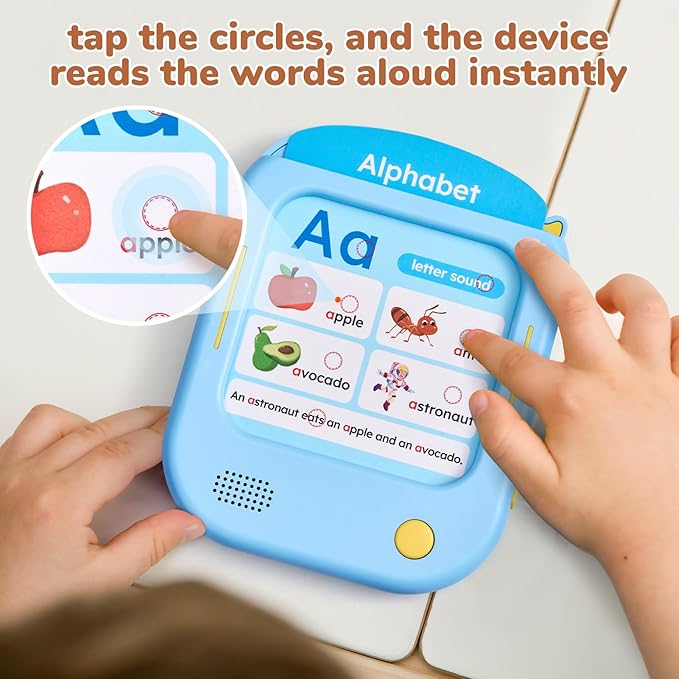 JoyCat Kids Learning Tablet: 156 Pages Tap-to-Read Flash Cards with 20 Listen & Find Games, Montessori Toy for Alphabet, Phonics, Words, Simple Math, Colors, Shapes & Songs - Autism Gifts (Ages 2-6)