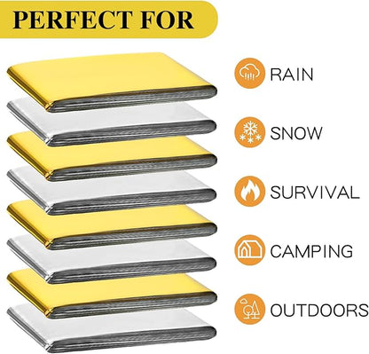 Macarrie 100 Pack Emergency Thermal Blankets Silver Foil Survival Blanket Kit for Outdoors, Camping, Hiking, Homeless, First Aid