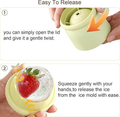 Round Ice Cube Molds Set of 4, Make 2.4 Inch Spherelce ice