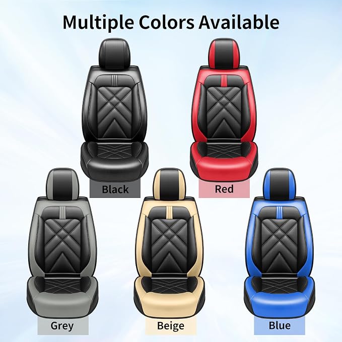 Car Seat Covers Fit for Ford Expedition 2011-2026, Premium Full Coverage Leather Automotive Seat Protectors, All Seasons Waterproof Breathable, Airbag Compatible, 2 Front Seats, Black Gray
