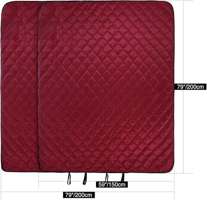 REDCAMP Large Warm Blanket with Sherpa Lining, Cold Weather Outdoor Blanket Windproof for Camping Stadium, Machine Washable 79"x 79" Red