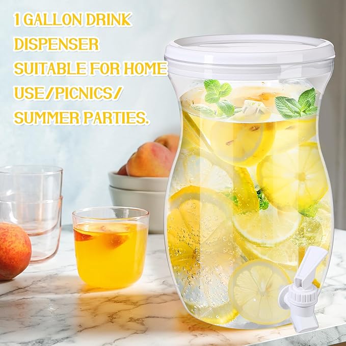 Havawish 2 Pcs 1 Gallon Plastic Beverage Dispenser