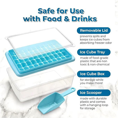 2Pack Ice Cube Tray with Lid and Bin