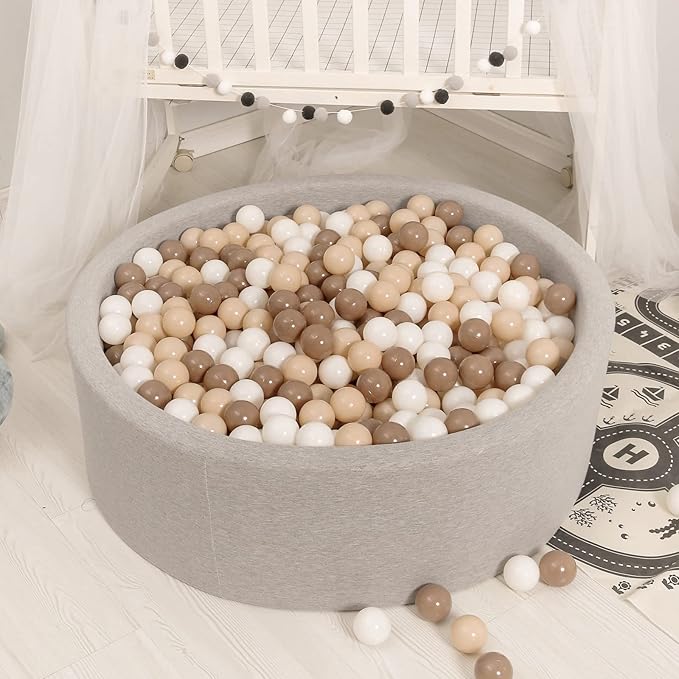 GOGOSO Ball Pit Balls for Toddlers Phthalate-Free BPA-Free Non-Toxic Crush Proof Soft Plastic Play Balls Baby Kids Shape Tent Pool Playhouse Playpen Party Decor,Coffee Brown Beige,100PCS