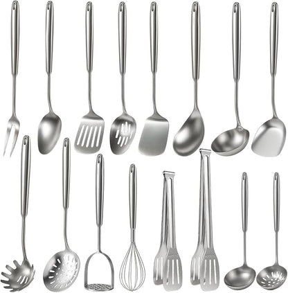 Newness 16 Pcs Cooking Utensils Set, 304 Stainless Steel Kitchen Utensils Set