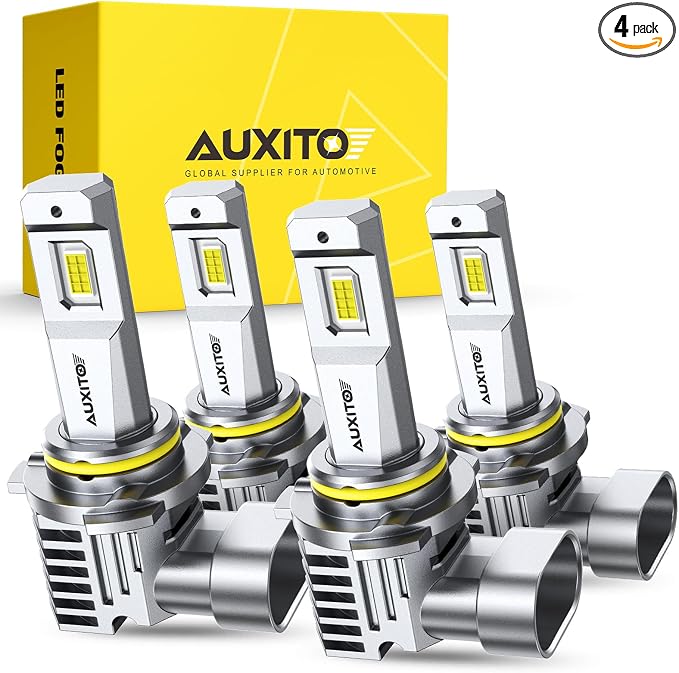 AUXITO 9005 9006 Light Bulb, 6500K Ultra White 10X Increased Brightness, Precision 1:1 Mini Design, Simple Plug Play Installation, Stable Illumination, 99% Vehicles Supported, Pack of 4