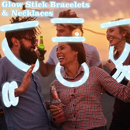 White Glow Sticks Party Favors Supplies Decorations for Wedding, Light Up Sticks Wands Necklaces Bracelets Accessories for Kids & Adults, Wedding Reception Send Off Gifts, Dance Floor Props Essentials