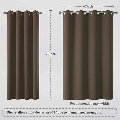 DUALIFE Brown Curtains 72 Inch Length 2 Panels Coffee Color Curtains