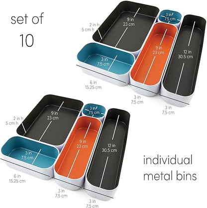 Three by Three Seattle 10 Piece Metal Organizer Tray Set