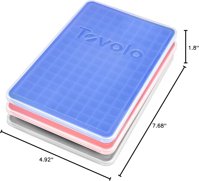 Tovolo Mini Ice Cube Tray with Lid Set of 3 Assorted Colors Small Ice Maker