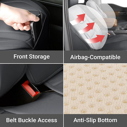 Coverland Custom SUV Car Seat Covers Full Set for [2019-2025 Toyota RAV4, RAV4 Hybrid] - Protector Car Seat Cover Water Resistant Leather Memory Form Back Support Seat Cushion [Full Set-Dark Gray]