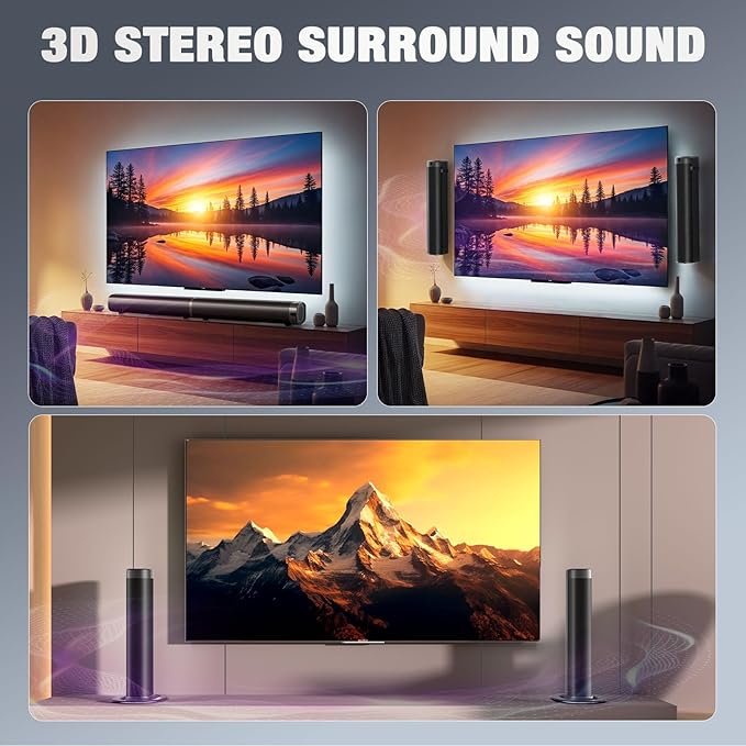Puriom Sound Bar for Smart TV, 100W Sound Bar