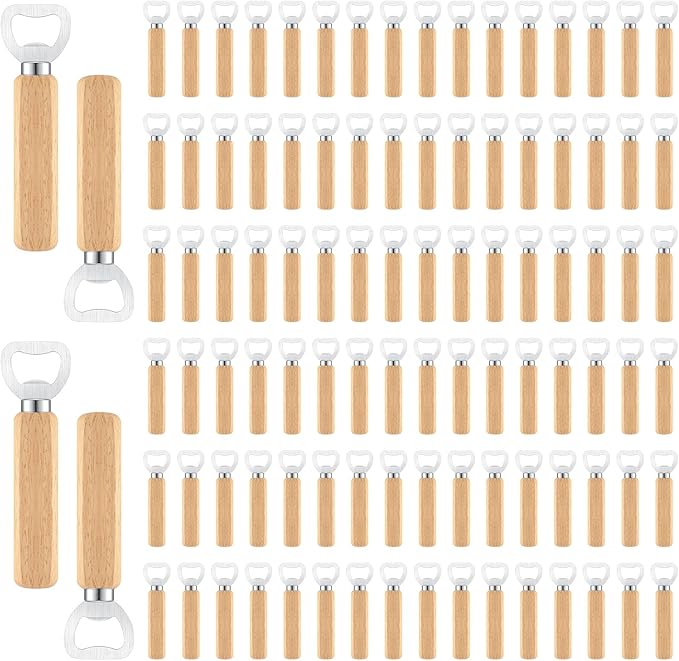 100 Pcs Wooden Bottle Opener