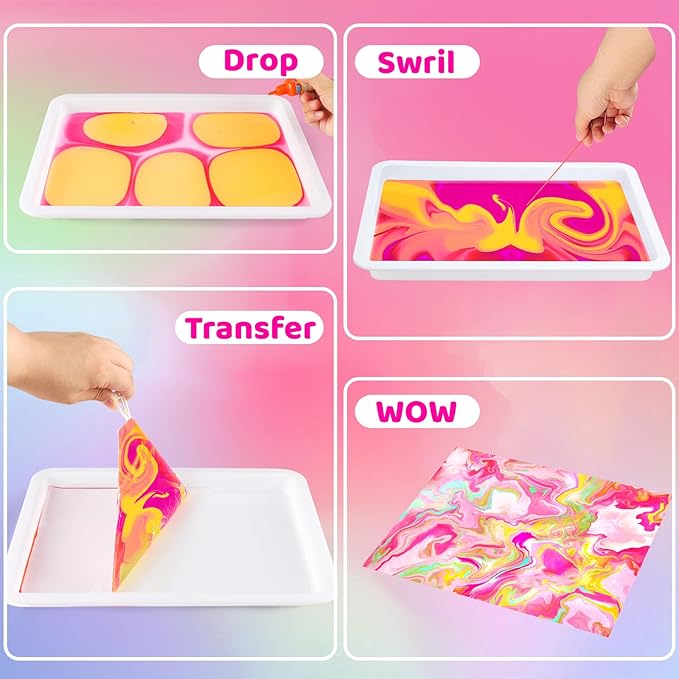 Water Marbling Paint for Kids, Art Supplies for Kids,Arts and Crafts for Girls Boys Ages 8-12 6-8 3-5, Birthday Gifts Toys for Girls 3+ Years Old