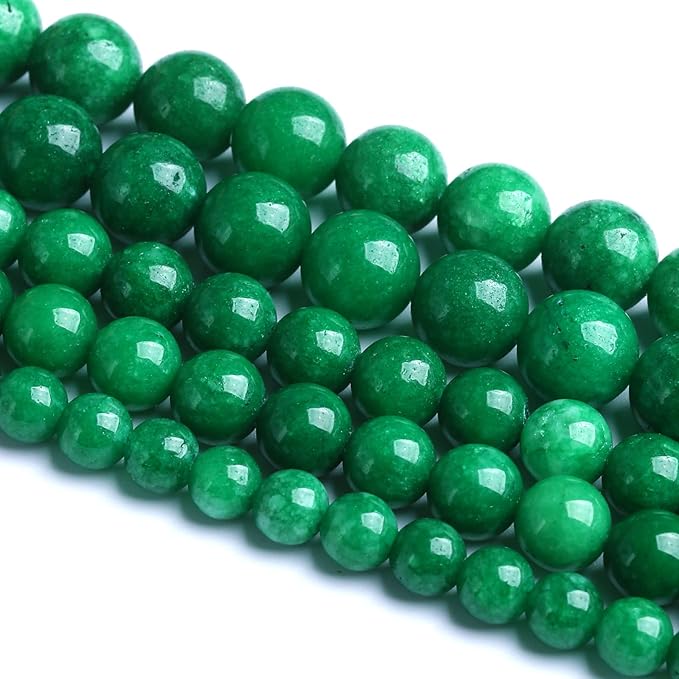 8MM 46PCS Natural Stone Green Cloudy Jade Spacer Loose Beads for Jewelry Making DIY Bracelet Necklace 1 Strand 15’’
