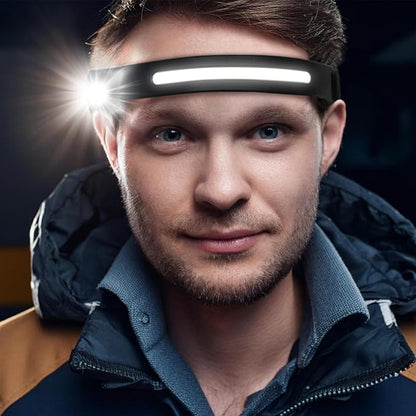 BLACK+DECKER Rechargeable Headlamp with Flashlight & Wave Sensor 2-Pack, 350 Lumens LED 230° Beam Head Light, IP65 Waterproof, 4 Brightness Settings, SOS Mode, Fits Over Helmets, Head Lamp for Camping