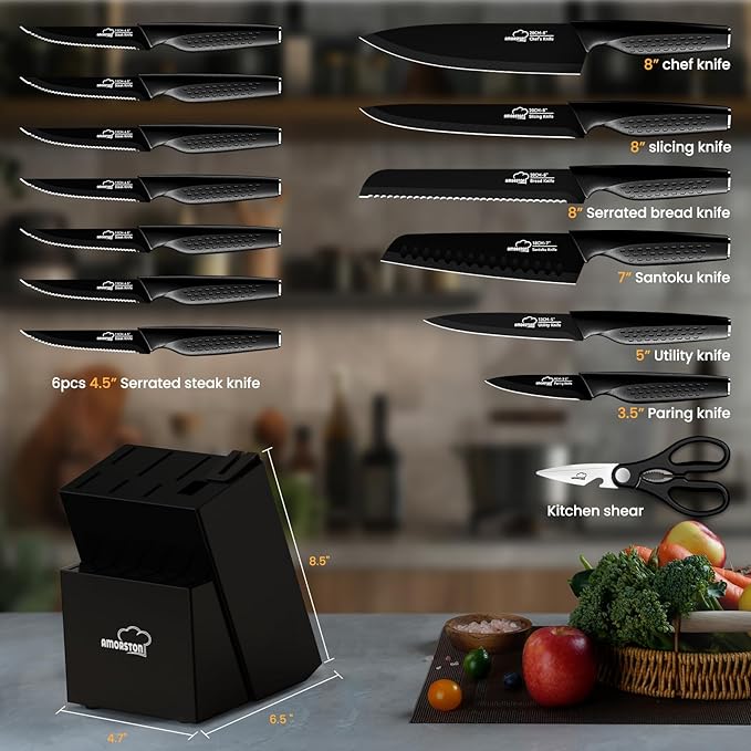 Knife Set, 15 Pieces Kitchen Knife Set