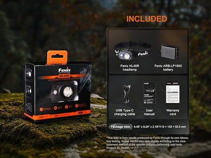 Fenix HL45R 1000 Lumen Adjustable Beam Headlamp, Rechargeable, AAA Dual Fuel, Gesture Sensing, Floodlight,Spotlight, Red Light with EdisonBright Battery Carrying case