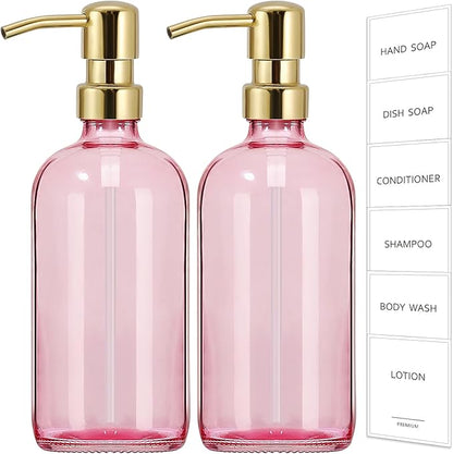 GMISUN Pink Soap Dispenser Bathroom, 2 Pack Kitchen Hand and Dish Soap