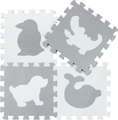 qqpp EVA 18 Tiles Baby Play Mat for Playing, Interlocking Foam Floor Mats for Tummy Time & Crawling, Flooring Tiles with Animals Puzzle for Kids. QP-51(AL) b18N