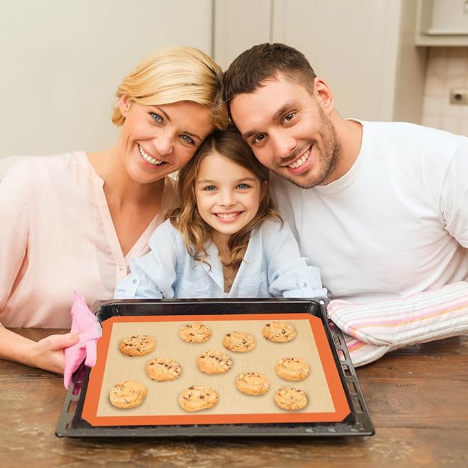 Silicone Baking Mat Set of 3, Silicone Baking Mats Cookie Sheet, Non-Stick Mats