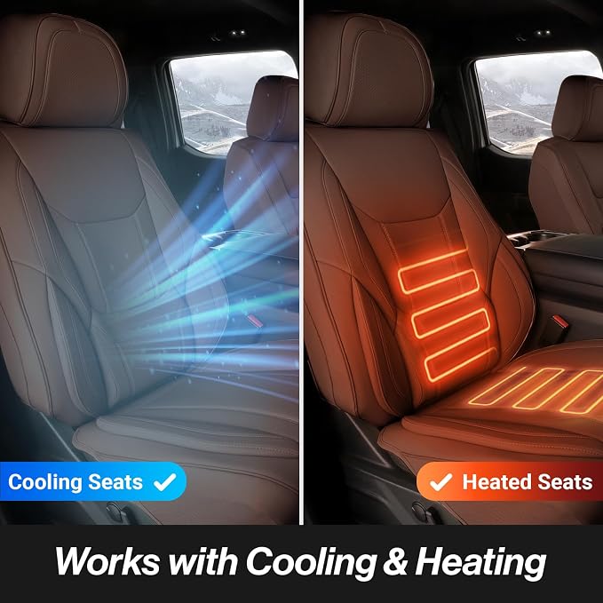 Coverland Custom SUV Car Seat Covers Front Seats for [2020-2025 Subaru Outback] - Protector Car Seat Cover Water Resistant Leather Memory Form Back Support Seat Cushion [Front-Dark Brown]