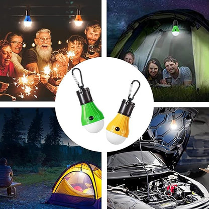 LED Camping Tent Lantern, Portable Outdoor Waterproof Emergency Light Bulb, Battery Powered with Clip Hook, Super Bright, for Hiking, Party，Camping, Fishing, Power Failure (4 Packs, Black )