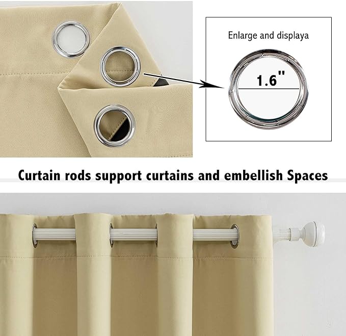 Anytime 100% Blackout Curtain 2 Panels Set, Thermal Insulated Window Drapes